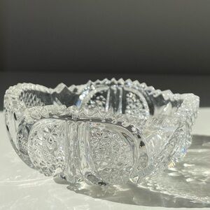 Small Antique Pressed Glass Bowl 4.5” Sawtooth Edge